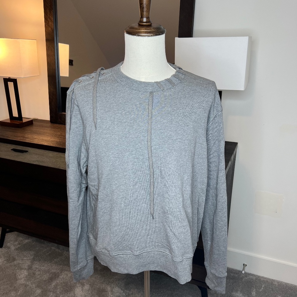 Craig Green Grey Cotton Lace-up Long Sleeve Crewneck Sweatshirt. 